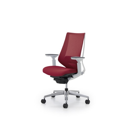 デュオラメッシュ白アルミ脚ランバー可動肘A8 W