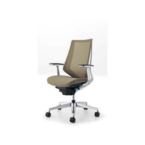 デュオラメッシュ白アルミ脚 アルミ肘Sベージュ W