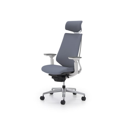 デュオラクッション白アルミ脚 H可動肘SグレーW