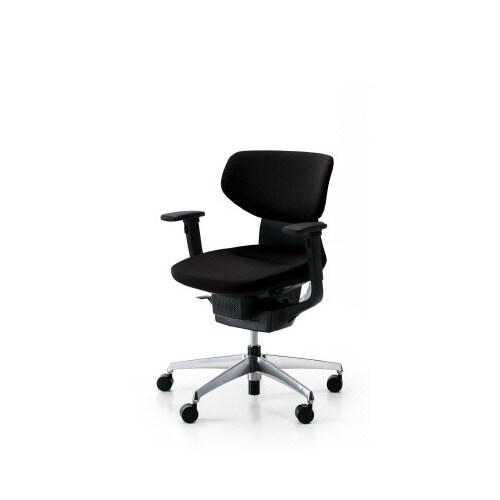 イング クッションラテラル可動肘本体黒銀脚黒軟床用