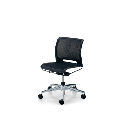 カラベル回転脚背メッシュ肘無本体黒 黒軟床用