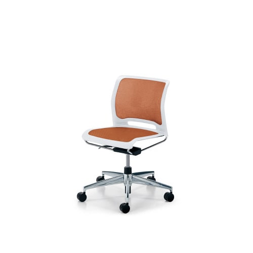 カラベル回転脚背メッシュ肘無本体白 橙軟床用