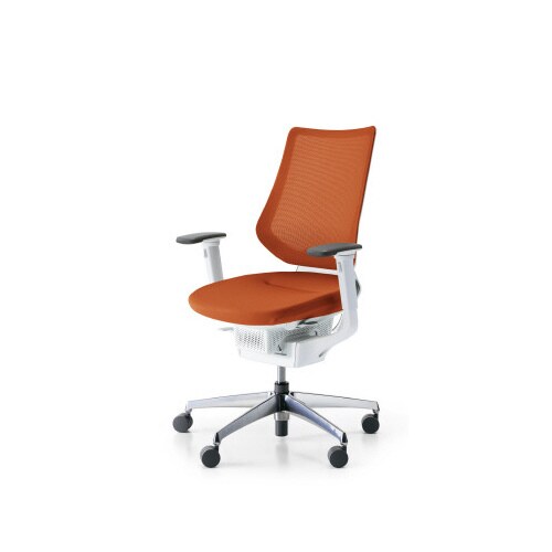 イング メッシュバーチカル可動肘本体白銀脚橙軟床用