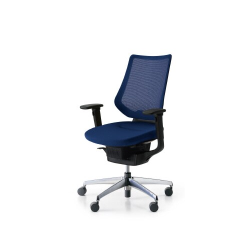 イング メッシュバーチカル可動肘本体黒銀脚紺軟床用