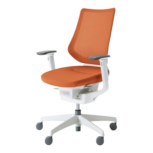 イング メッシュバーチカル可動肘 本体白橙 硬床用