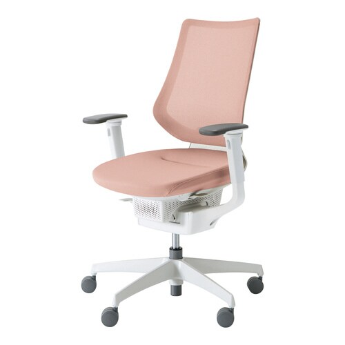 イング メッシュバーチカル可動肘 本体白灰桃硬床用