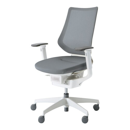 イング メッシュバーチカル可動肘 本体白薄灰硬床用