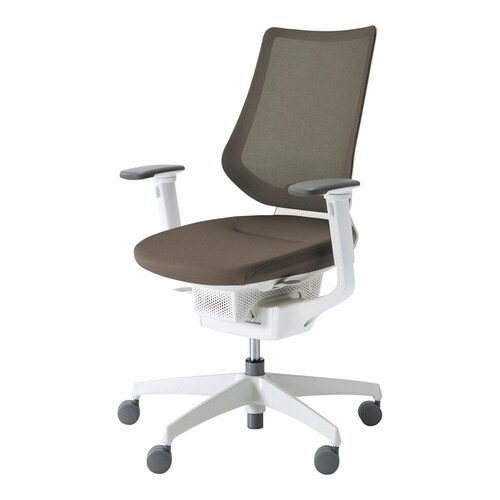 イング メッシュバーチカル可動肘 本体白濃茶硬床用