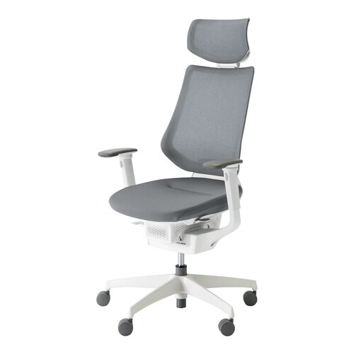 イング メッシュヘッド付可動肘 本体白 薄灰硬床用