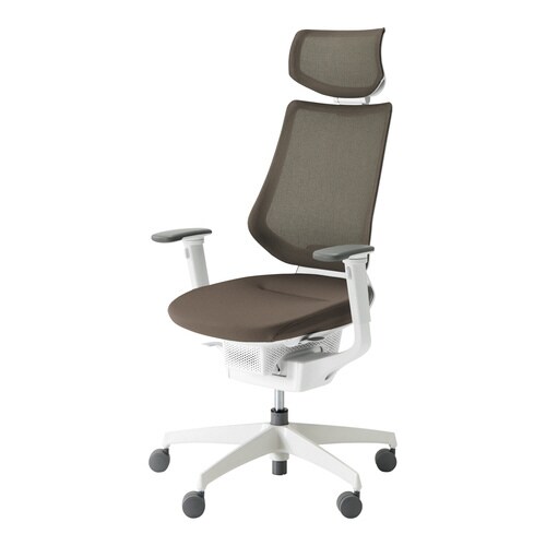 イング メッシュヘッド付可動肘 本体白 濃茶軟床用