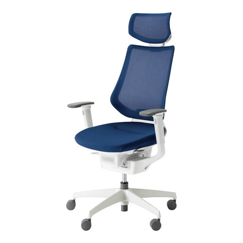 イング メッシュヘッド付可動肘 本体白 紺 硬床用