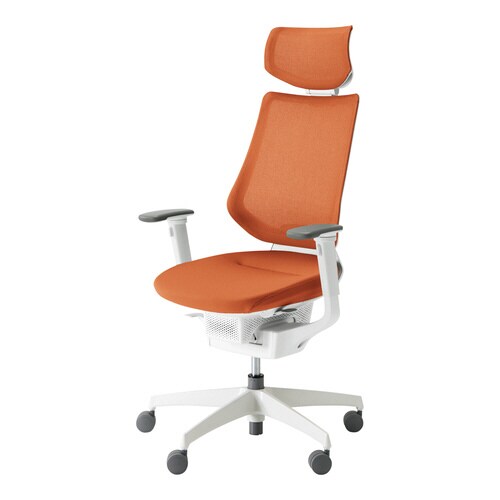 イング メッシュヘッド付可動肘 本体白 橙 硬床用