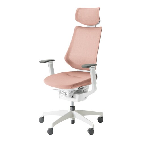 イング メッシュヘッド付可動肘 本体白 灰桃軟床用