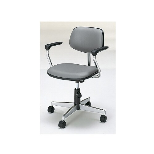事務用回転イス20シリーズ レザー灰 L肘 軟床用
