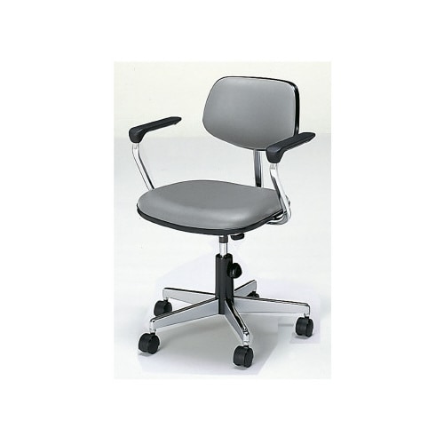 事務用回転イス20シリーズ レザー灰 L肘 軟床用