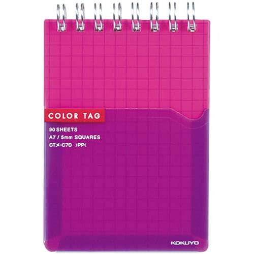 ツインリングメモA7<カラータグ>ピンク