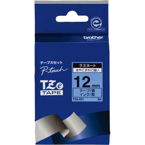 ピータッチ ラミネート青色テープ12mm 黒文字