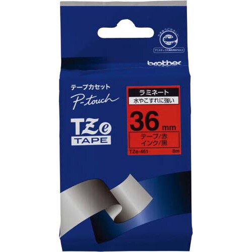 ピータッチ ラミネート赤色テープ36mm 黒文字