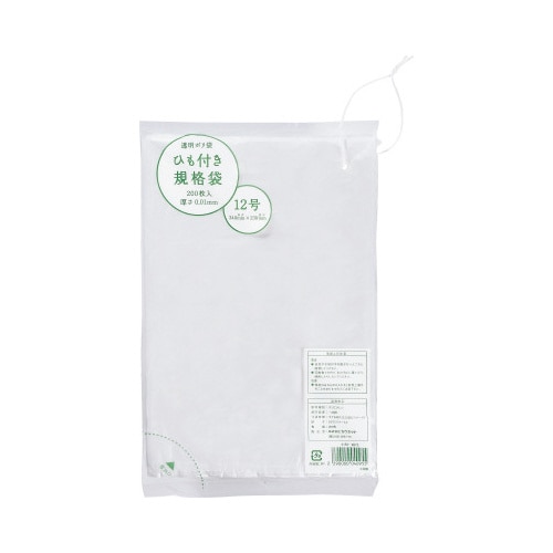 ひも付き規格袋0.01mm厚 12号 200枚