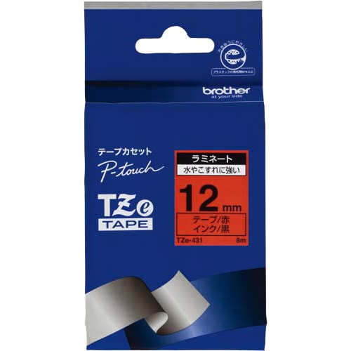 ピータッチ ラミネート赤色テープ12mm 黒文字