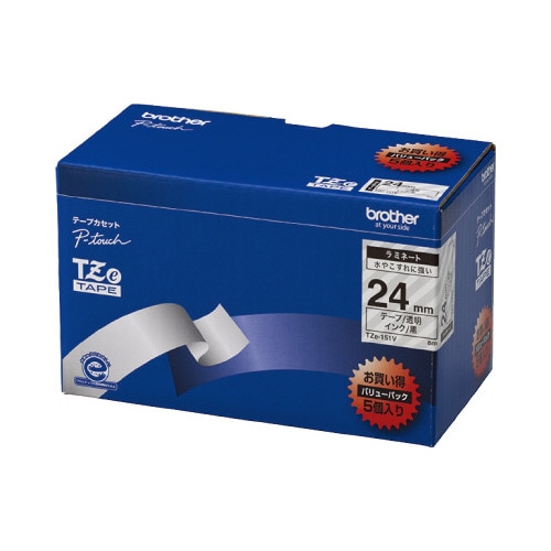 ピータッチ ラミネート透明テープ24mm黒文字5個