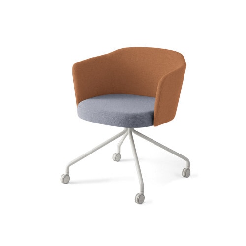 コーデ チェア 肘無 白キャスター脚 明灰橙