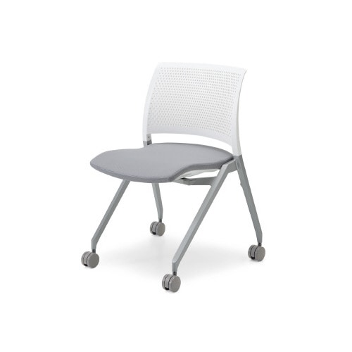 スプライン 銀脚キャスター座クッション 白 軟床用