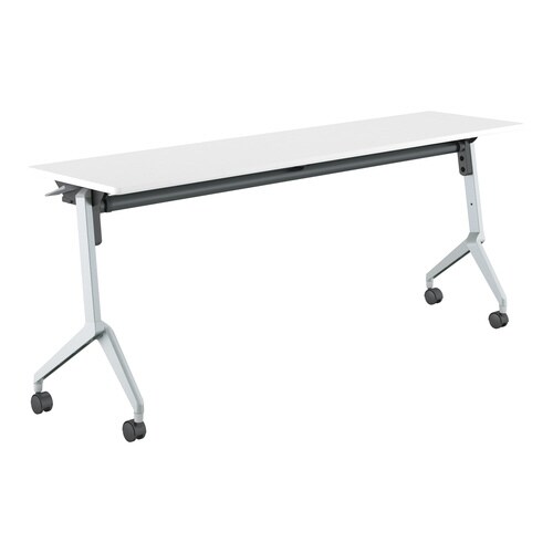 会議テーブル リーフライン幕板なし棚付白1845