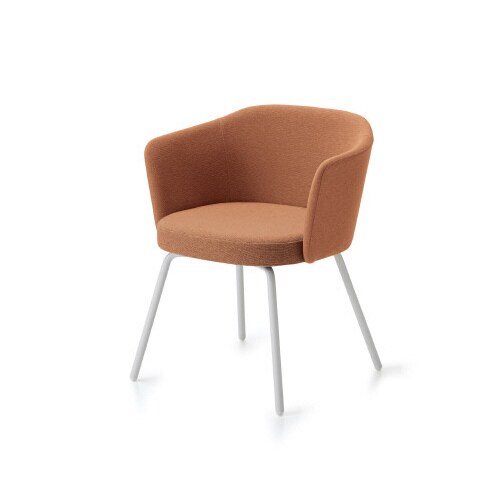 コーデ チェア 肘無 白脚 橙