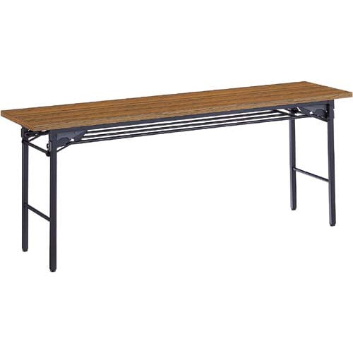 脚折りたたみテーブル 棚付 D600 チーク