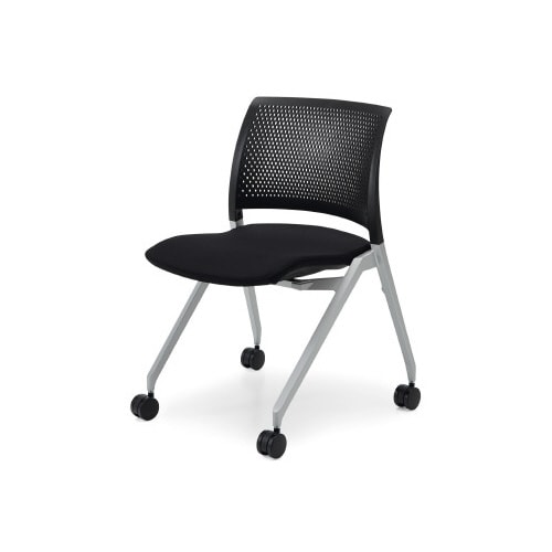 スプライン 銀脚キャスター座クッション 黒 軟床用