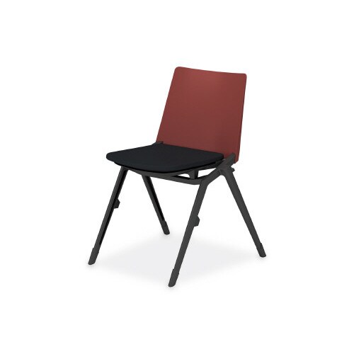 スタッカ 黒固定脚 背レッド 座ブラック 肘無