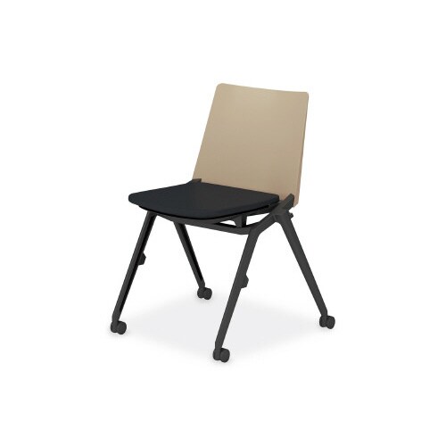 スタッカ 黒キャスター脚 背ベージュ 座黒 肘無