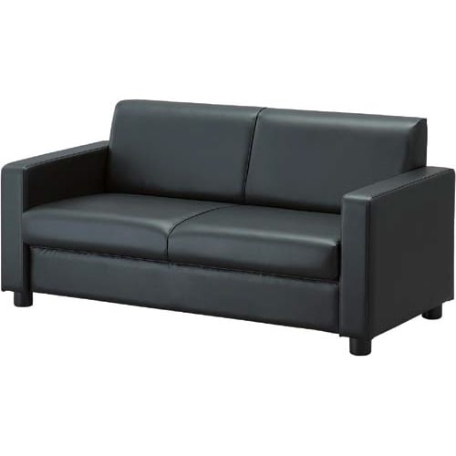 ベーシス応接ソファ 2人掛 エコレザーBK