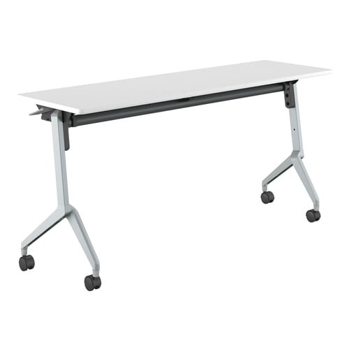 会議テーブル リーフライン幕板なし棚付白1545