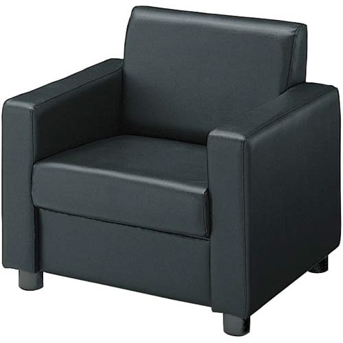 ベーシス応接ソファ 1人掛 エコレザーBK