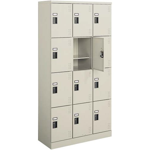 スクールロッカー12人用(3列4段) 棚板付