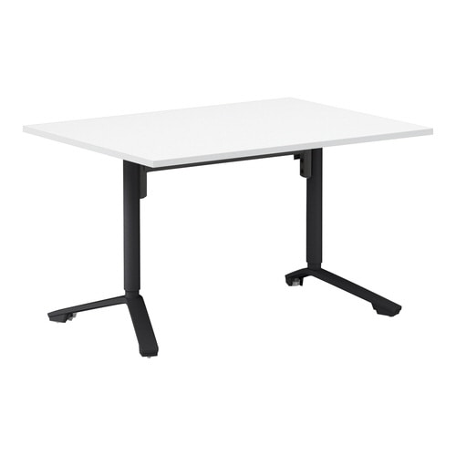 イニシア角形W12D9天板ホワイト端白脚黒