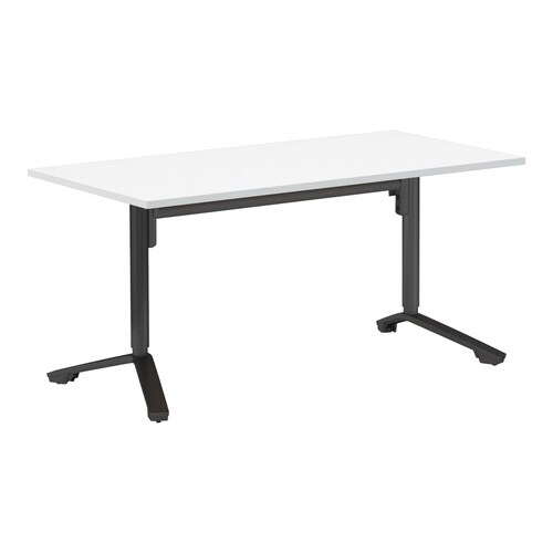 イニシア角形W15D7天板ホワイト端白脚黒