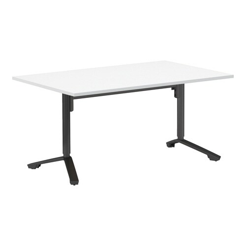 イニシア角形W15D9天板ホワイト端白脚黒