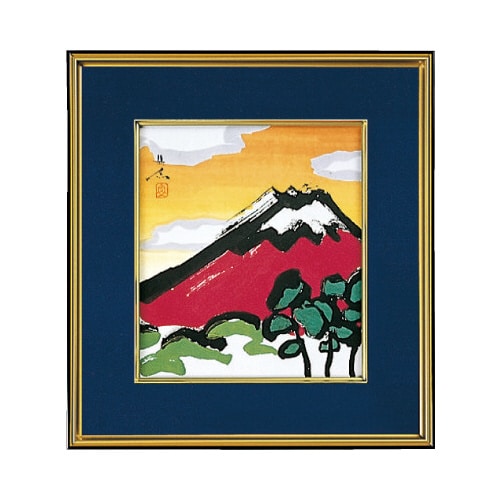 色紙額縁 色紙 植毛タイプ 黒金 青