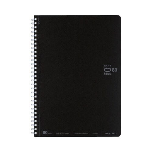 ソフトリングセミB5 ドット入 B罫 80枚 黒