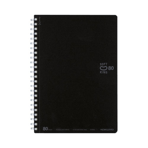 ソフトリングノートA5 ドット入B罫 80枚 黒