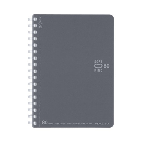 ソフトリングノートドット入り罫線 A6ダークグレー