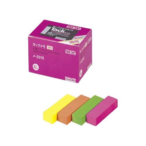 タックメモ徳用ふせん 50×15 蛍光4色25冊