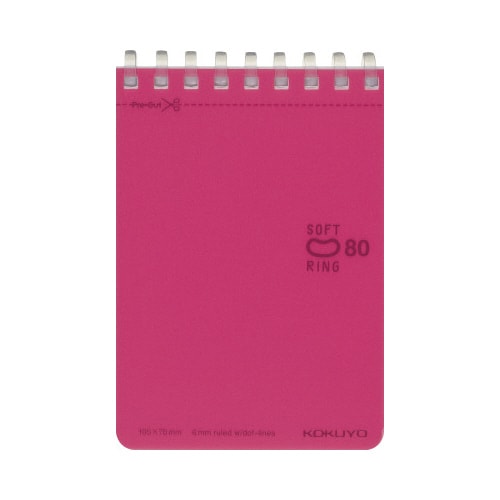 ソフトリングメモ ドット入B罫A7 80枚ピンク