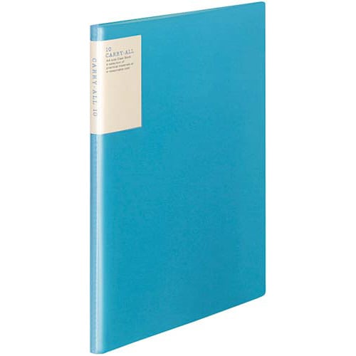 クリヤーブックキャリーオール固定背ポA4縦10P青