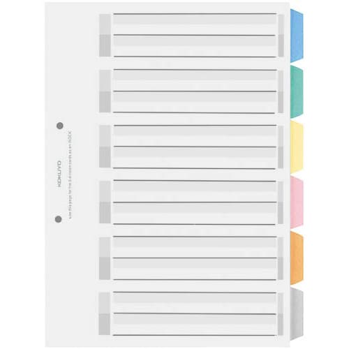 カラー仕切カードPP A4縦 6山 5組