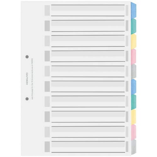 カラー仕切カードPP A4縦 10山 5組