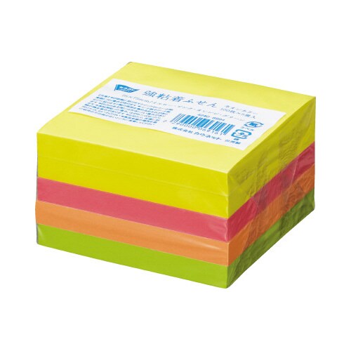 強粘着ふせん 75×75 ネオン4色 5冊